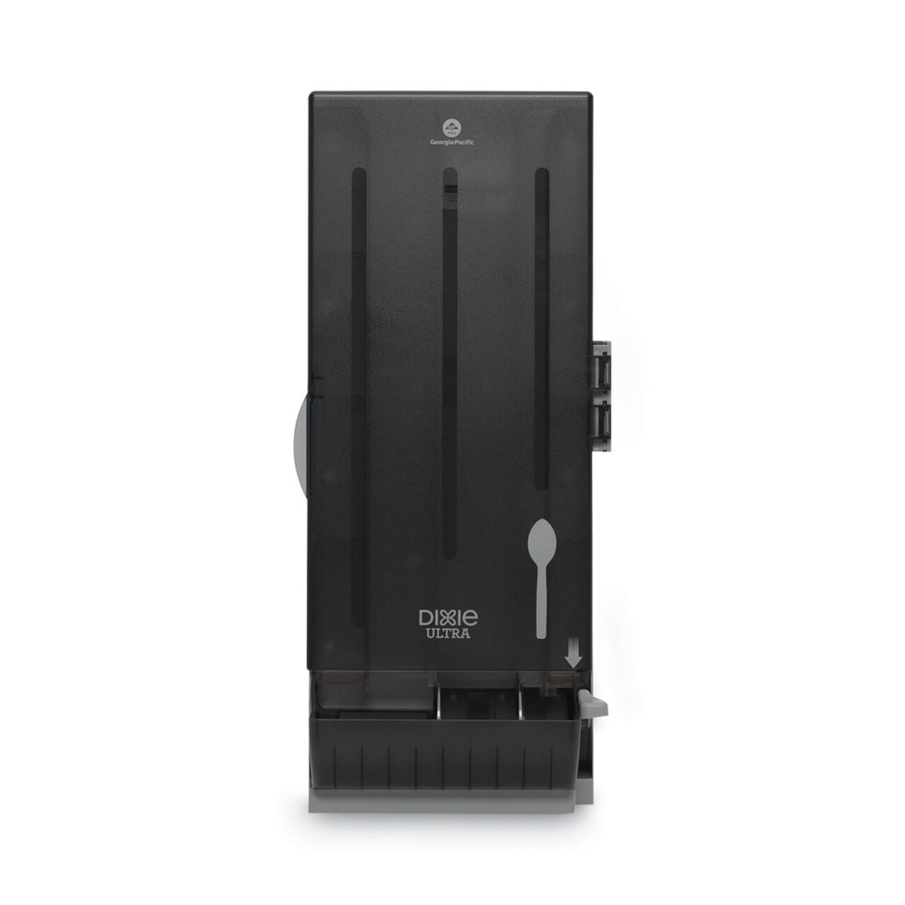 Dixie SmartStock 10 in. x 8.75 in. x 24.75 in. Utensil Spoon Dispenser - Translucent Black (1/Carton)